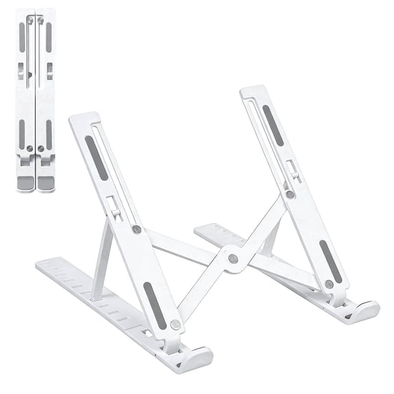 SAYEEC Adjustable Plastic Laptop Stand for Desk, 10-Levels Foldable Ergonomic Laptop Holder Notebook Computer Stand,White