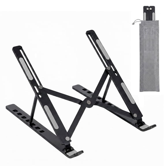 SAYEEC Aluminum Adjustable Laptop Stand, 7-Levels Ergonomic Foldable Desktop Riser, Ventilated Cooling Notebook Stand for 18in Laptop Tablet, Silver