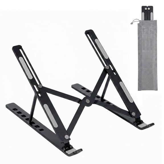 SAYEEC Aluminum Adjustable Laptop Stand, 7-Levels Ergonomic Foldable Desktop Riser, Ventilated Cooling Notebook Stand for 18in Laptop Tablet, Silver