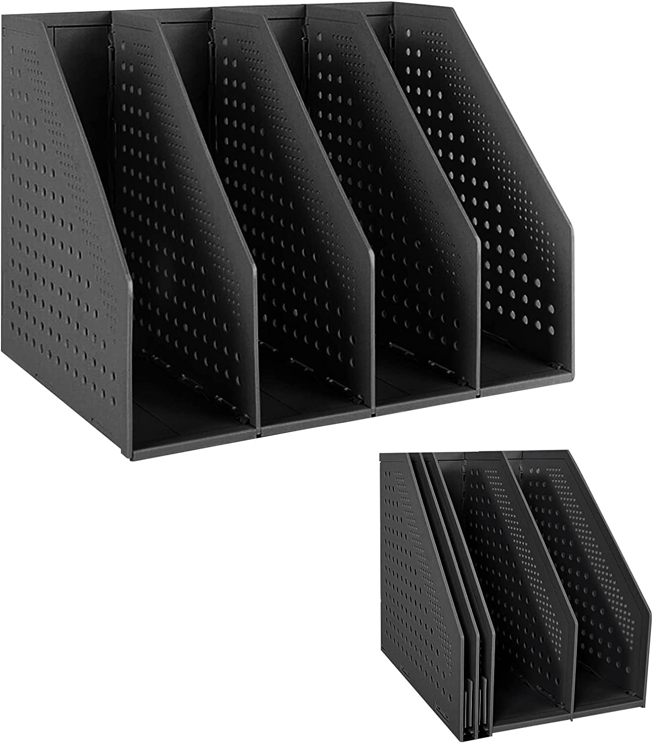 SAYEEC Collapsible Plastic Magazine File Holder Vertical Binder Storage