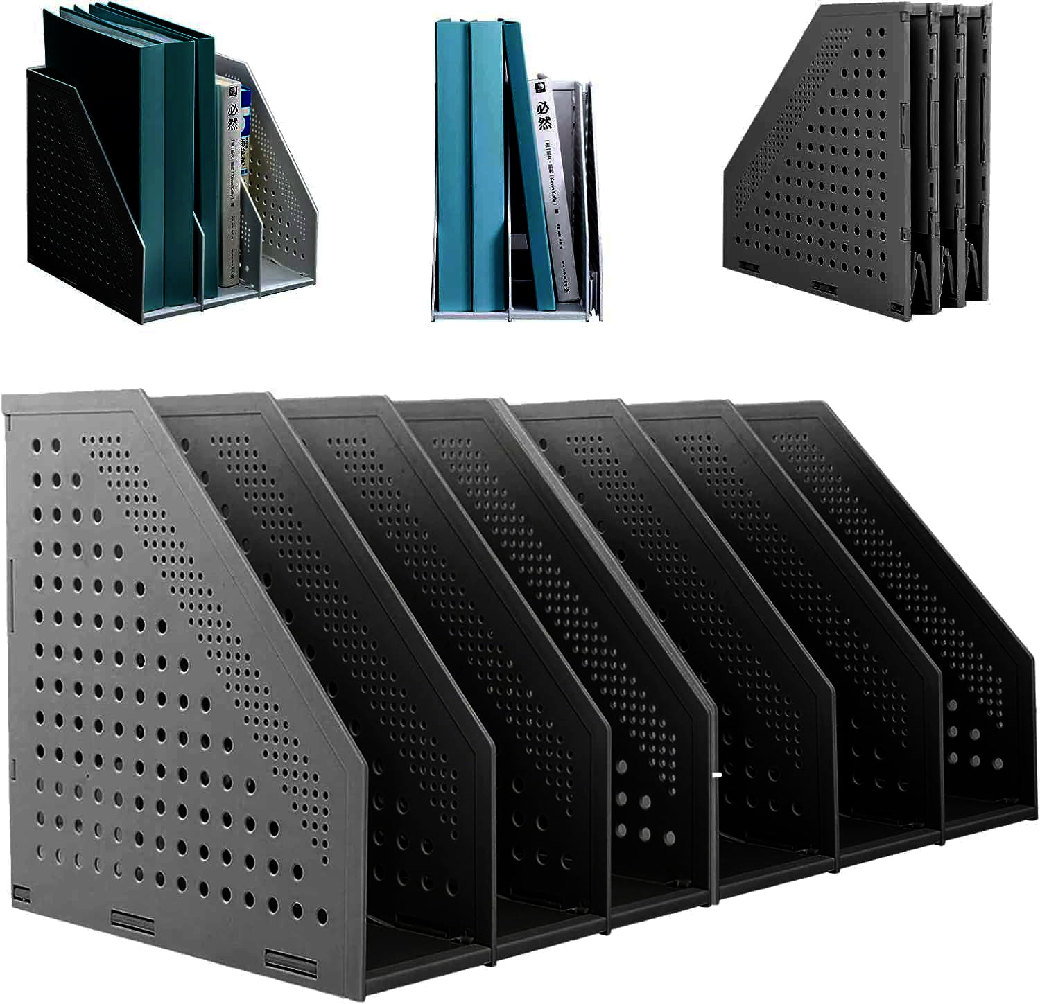 SAYEEC Collapsible Plastic Magazine File Holder Vertical Binder Storage