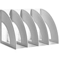 thumbnail image 1 of SAYEEC 1-Pack Gray 4-Compartment Standing Desktop File Organizer, Magazine Rack for Office & Home, 1 of 8