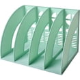 thumbnail image 1 of SAYEEC 1-Pack Green 4-Compartment Standing Desktop File Organizer, Magazine Rack for Office & Home, 1 of 8