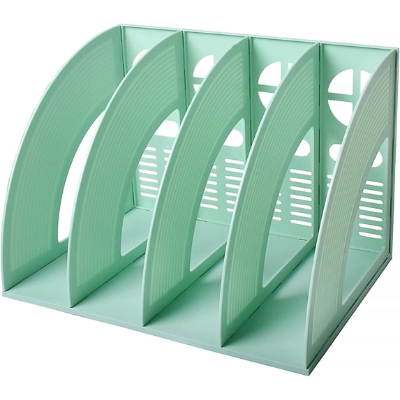 SAYEEC 1-Pack Green 4-Compartment Standing Desktop File Organizer, Magazine Rack for Office & Home