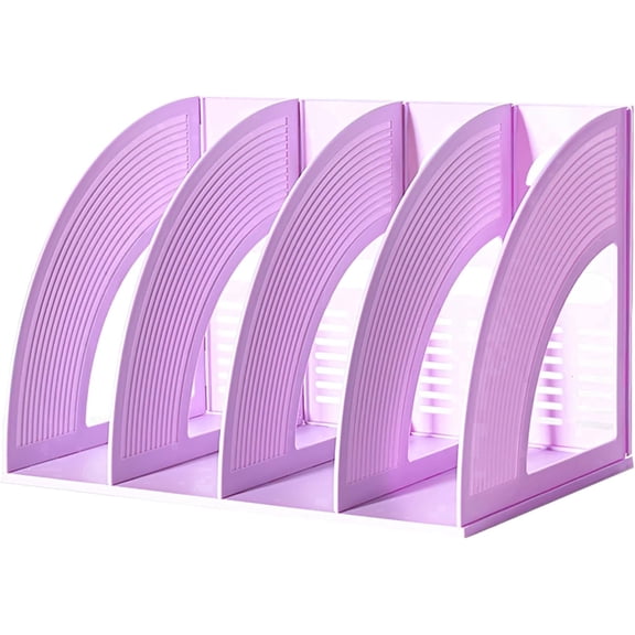 SAYEEC 1-Pack Purple 4-Compartment Standing Desktop File Organizer Magazine Rack for Office & Home
