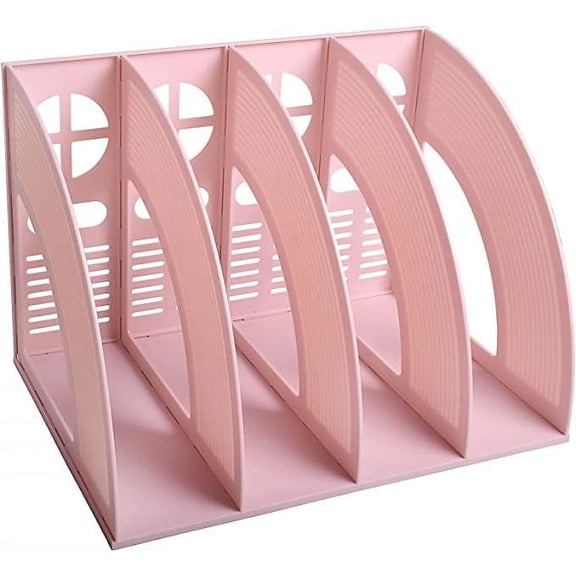 SAYEEC Magazine Holder Desk File Organizer Plastic 4 Compartment File Holder Folder Stand File Divider Document Cabinet Rack Book Storage Organizer Filling Box
