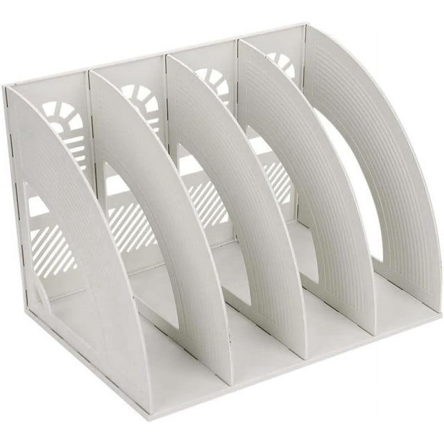 SAYEEC Magazine Holder Desk File Organizer Plastic 4 Compartment File Holder Folder Stand File Divider Document Cabinet Rack Book Storage Organizer Filling Box
