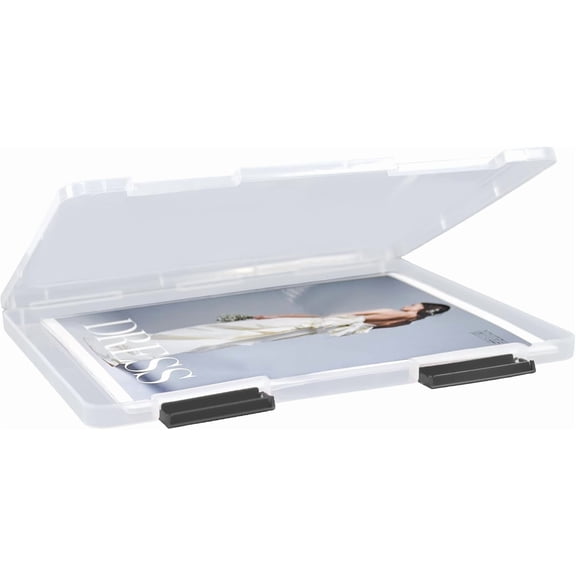 SAYEEC Clear Plastic Project Case, 8"x11.5" Portable File Storage Organizer for Documents, Photos & Crafts, Black