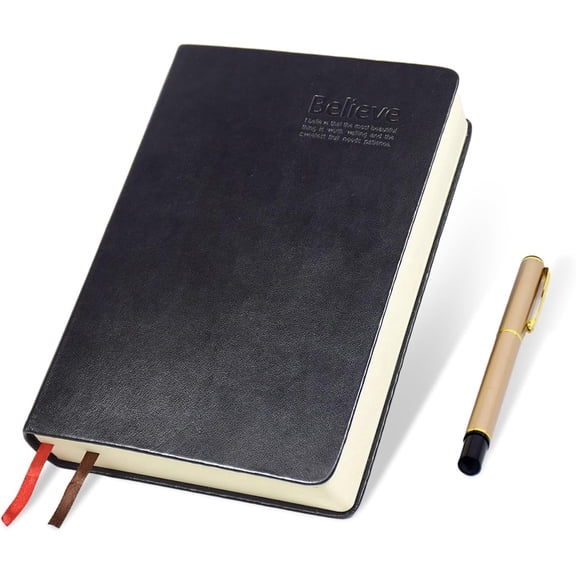 SAYEEC Thick Lined Journal Notebook 720 Pages Leather Journals for Writing A5 Black Soft Cover College Ruled Notebook 360 Sheets Lined Paper Memo Book Daily Diary Gift for Men Work NoteTaking