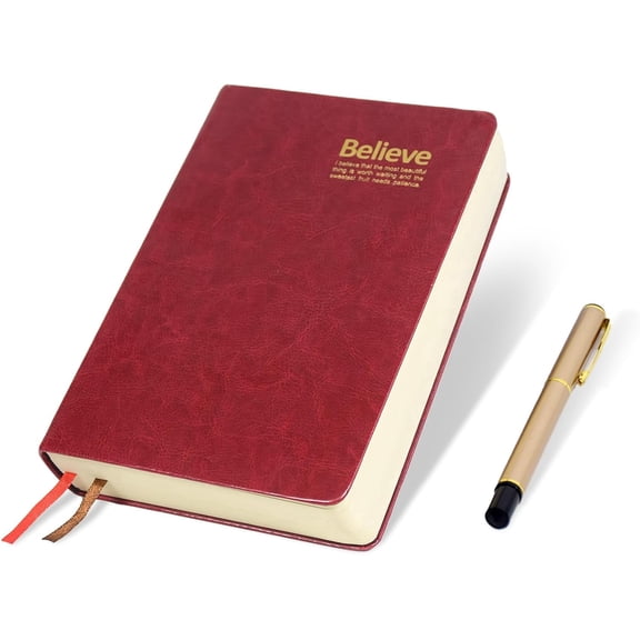 SAYEEC A5 Thick Lined Leather Journal Notebook, 720 Pages Red Soft Cover College Ruled Diary for Work & Daily Writing