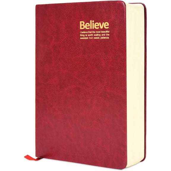 SAYEEC B6 Thick Leather Journal Notebook, 720 Pages Red Soft Cover College Ruled Lined Diary for Work & Daily Writing