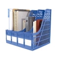 thumbnail image 1 of SAYEEC Blue Plastic 4-Compartment Vertical Desk File Organizer, Magazine & Document Storage for Office Home, 1 of 7