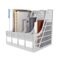 thumbnail image 1 of SAYEEC Gray Plastic 4-Compartment Vertical Desk File Organizer, Magazine & Document Storage for Office Home, 1 of 7
