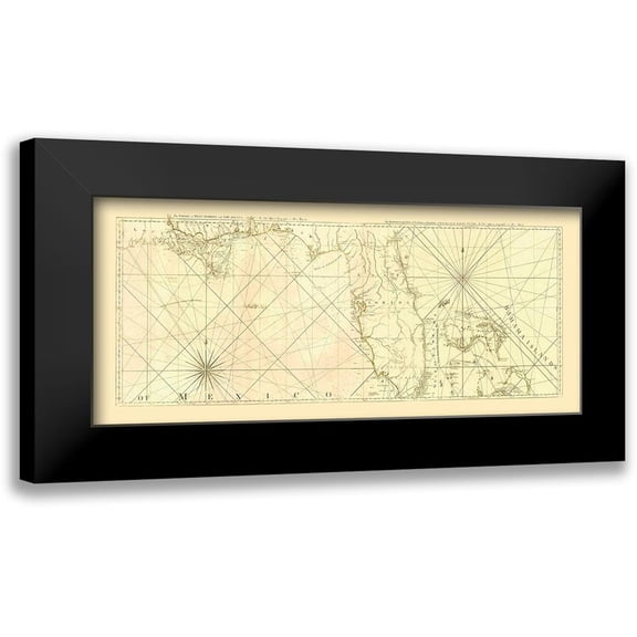 SAYER AND BENNETT 14x8 Black Modern Framed Museum Art Print Titled - Nautical Map - Sayer and Bennett - 1775