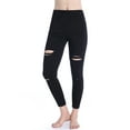 thumbnail image 1 of SAYFU Women's High Waisted Cutout Ripped Skinny Leggings Yoga Active Pants with adjustable waistband, 1 of 5