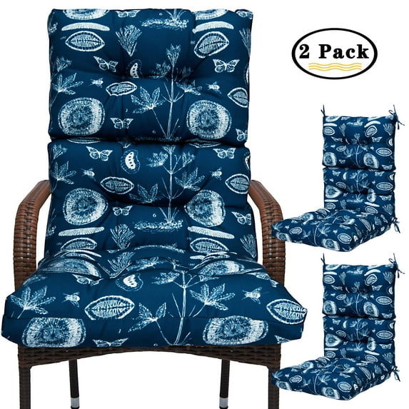 SAYFUT 2 Packs or 4 Packs Classic Retro Colorful Floral Printed Chair Pad Outdoor High Back Chair Cushion with Breathable Memory Inner Cushion
