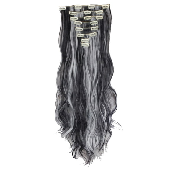 SAYFUT 17"-24" Curly Clip in Synthetic Hair Extensions, Style T8-C, Full Head 8 Pieces 18 Clips, 140g-145g