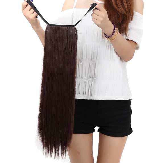SAYFUT 18" 22" Straight/Curly Binding Tie up Ponytail Wrap Around Synthetic Hair Extensions Hairpiece One Piece