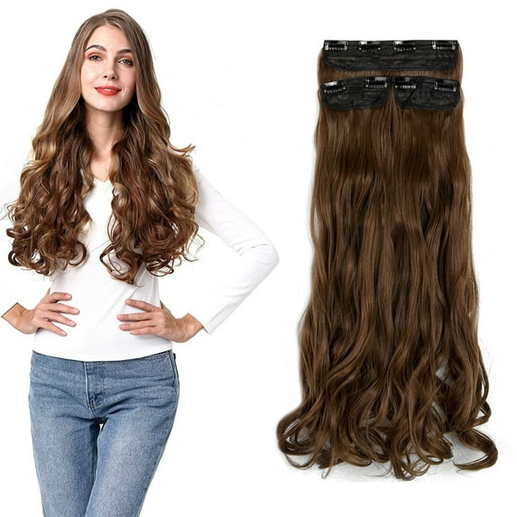 SAYFUT 18" 24" Curly Wavy 3 Pieces Full Head Blonde Mixed Clip in on Hair Extensions Hairpieces with 8 Clips for Women Beauty 200g