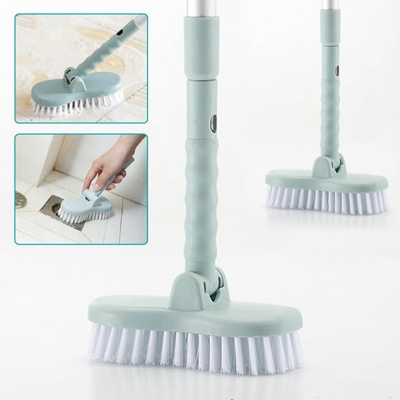 SAYFUT 2 in 1 Floor Scrub Brush, Shower Clean Scrubber Brushes with Long Handle 49 Inch - Stiff Bristles Push Broom for Cleaning Tile, Bathroom, Tub, Bathtub, Grout and Patio