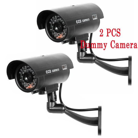 SAYFUT 2 PCS Fake Security Camera Detection Warning Light Flashes Like Real Security Camera Simulation Camera