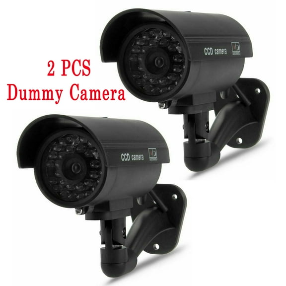 SAYFUT 2 PCS Simulation Camera Red LED Light Flashing Solar Powered Outdoor and Indoor Use for Homes & Business