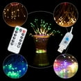 thumbnail image 1 of SAYFUT 2 Pack LED String Firework Lights-200 LEDs, 8 Modes Dimmable with Remote Control, Battery Operated Hanging Starburst Lights, IP65 Waterproof, Decorative Copper Wire Lights for Parties, 1 of 7
