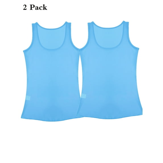 SAYFUT 2 Pack Womens Sleeveless Tank Tops Soild Color Round Neck Chiffon Undershirts Casual Loose Tops Sleeveless Tank, Black/Pink/Purple/Blue S-2XL