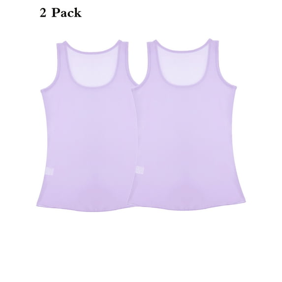SAYFUT 2 Pack Womens Sleeveless Tank Tops Soild Color Round Neck Chiffon Undershirts Casual Loose Tops Sleeveless Tank, Black/Pink/Purple/Blue S-2XL