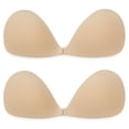 thumbnail image 1 of SAYFUT 2 Peice Strapless Bra Push up Reusable Silicone Women Self Adhesive Sticky Backless Dresses and Wedding Party Bra, Multiple Styles and Sizes, Beige/ Black, 1 of 7