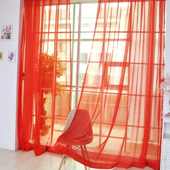 SAYFUT 2 Piece Solid Sheer Voile Window Curtain Drapes Grommet Top Panels for Bedroom, Living Room & Kids Room - Set of 2 panels, 1x2m, 12Colors