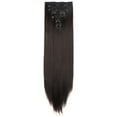 thumbnail image 1 of SAYFUT 23" Long Straight Full Head Clip in Synthetic Hair Extensions Double Weft 7 Pieces 16 Clips 160g Medium Brown, 1 of 3