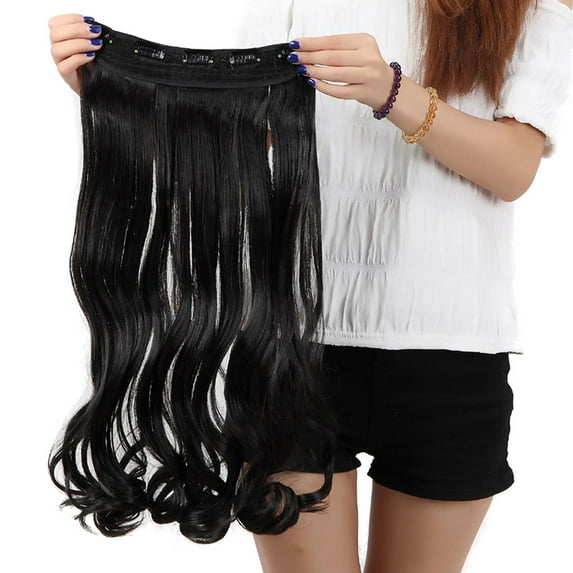SAYFUT 24"-29" Curly Clip in Synthetic Hair Extensions, Style T5C-C, 3/4 Full Head One Piece 5 Clips