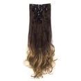 thumbnail image 1 of SAYFUT 24" Long Curly Wavy Full Head Clip in Synthetic Hair Extensions Double Weft 7 Pieces 16 Clips 160g Dark Brown to Ash Blonde, 1 of 2