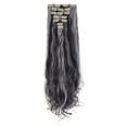 thumbnail image 1 of SAYFUT 24" Long Curly Wavy Full Head Clip in Synthetic Hair Extensions Double Weft 7 Pieces 16 Clips 160g Natural Black mixed Silver Grey, 1 of 2