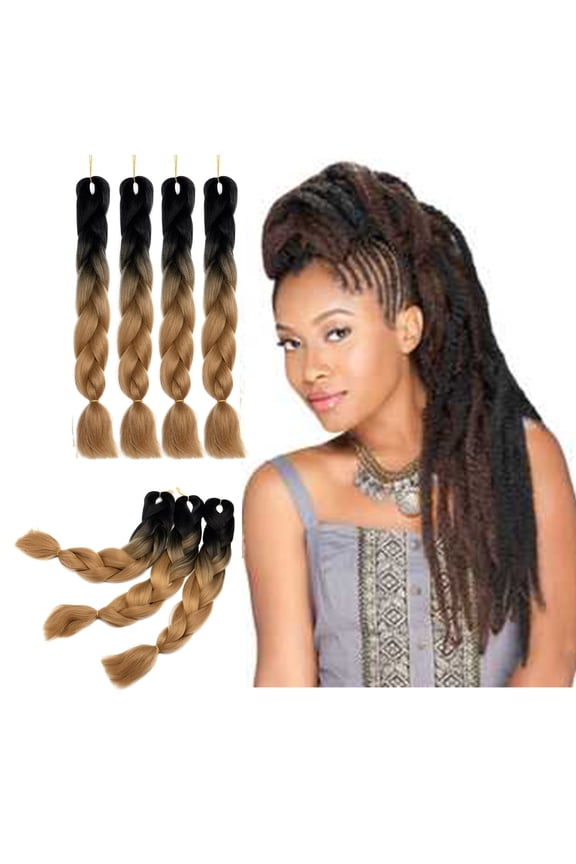 24" Synthetic Hair Ponytail Afro Twist Braids Kanekalon Jumbo Braiding Ombre Crochet Braids(3-4 Bundle/Packs)
