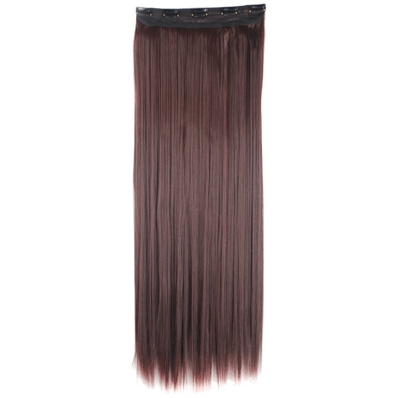 SAYFUT 26" Straight 3/4 Full Head Synthetic Hair Extensions Clip in Hairpieces 5 Clips 125g Dark Auburn
