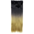 thumbnail image 1 of SAYFUT 26" Straight 3/4 Full Head Synthetic Hair Extensions Clip in Hairpieces 5 Clips 125g Natural Black To Sandy Blonde, 1 of 5