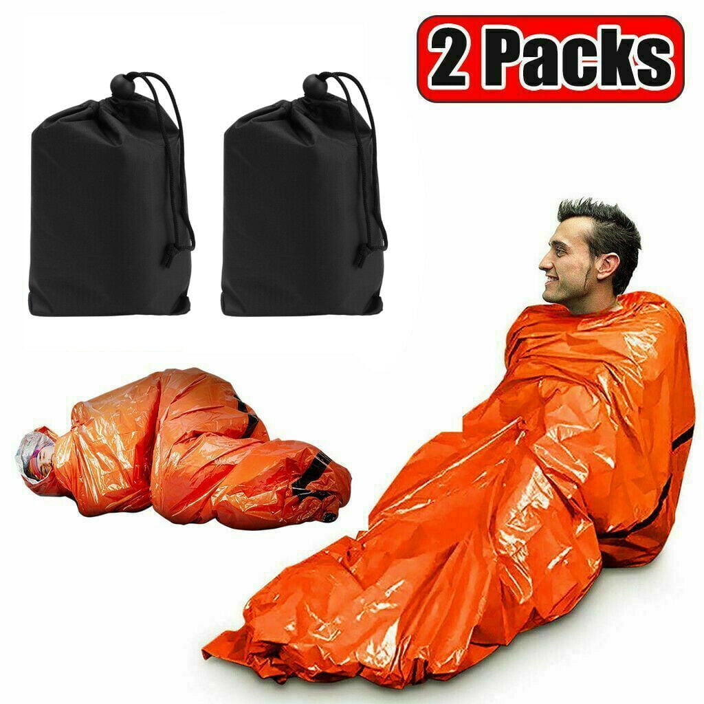 SAYFUT 2Pack Emergency Sleeping Bag Thermal Waterproof Outdoor Survival Camping Hiking