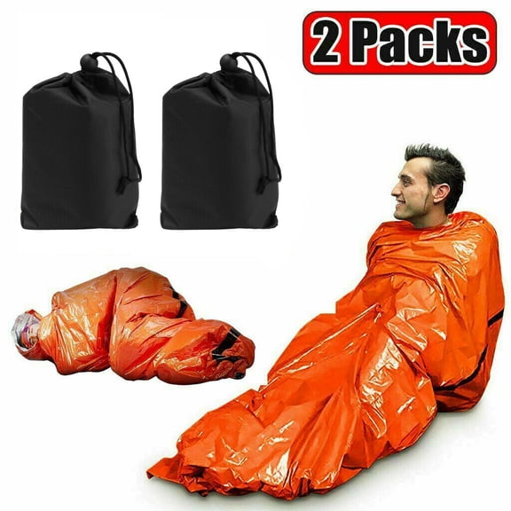 SAYFUT 2Pack Emergency Sleeping Bag Thermal Waterproof Outdoor Survival Camping Hiking