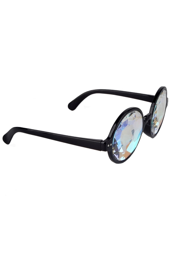 2Packs Goggles Rainbow Kaleidoscope Glasses Prism Sunglasses Festival Diffraction Goggles Cosplay Black Pink Clear