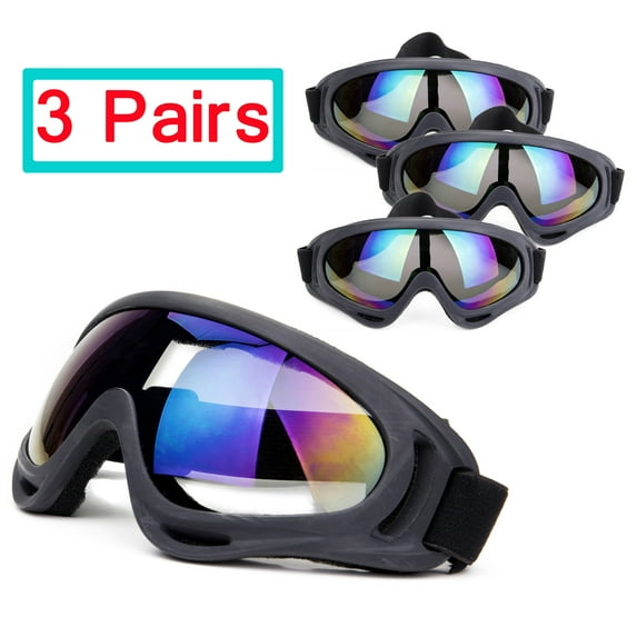 SAYFUT 3 Pairs Ski Goggles, Skate Glasses Over Glasses Winter Snow Outdoor Sports Skiing Snowboard Goggles with Anti-Fog, 100% UV, Helmet Compatibility for Unisex Women Men