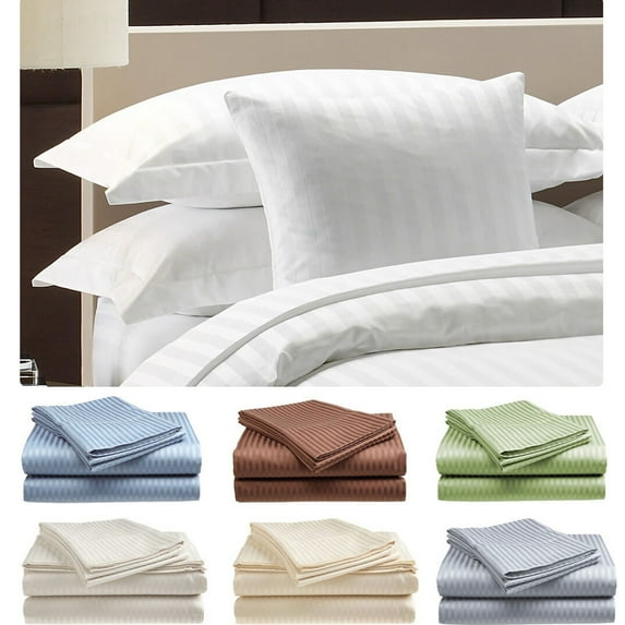 SAYFUT 400 Thread Count 100% Cotton Sateen Bed Sheet Dobby Stripe