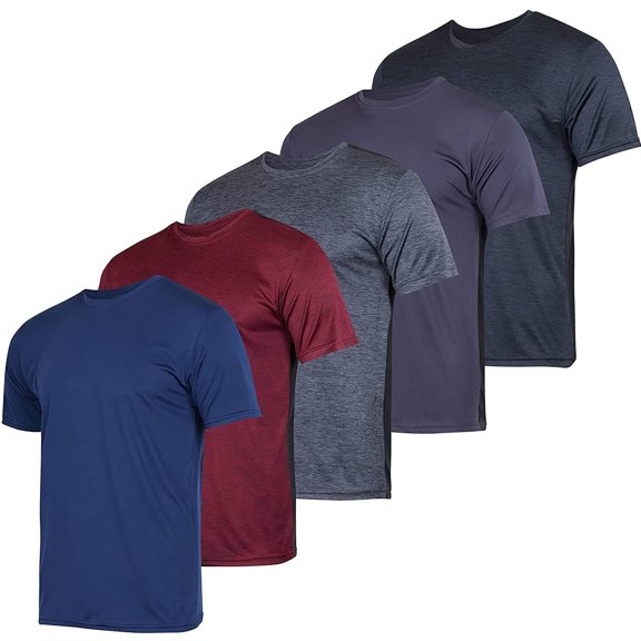 SAYFUT 5 Pack Men's Quickly Dry Fit Moisture Wicking Sports Performance Crew Neck Sweatshirt