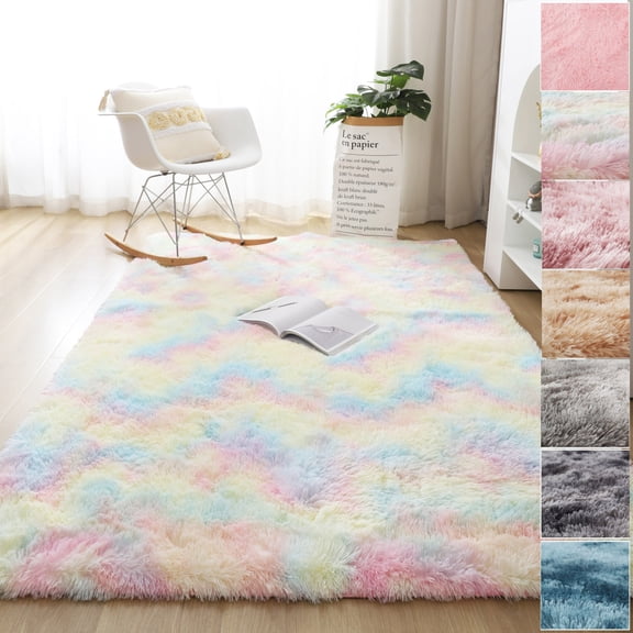 SAYFUT 5 Sizes 6 Colors Home Indoor Outdoor Decor Long Plush Ultra Soft Fluffy Rectangle Tie Dye Area Rugs Home Carpet Rug Child Mat for Living Room Bedroom Floor Mats,2x4ft/ 4x6ft/ 5x8ft/ 6x9ft