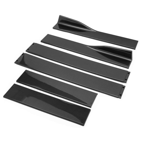 SAYFUT 6PCS Car Side Skirt Extensions Rocker 2M Universal Splitters Diffuser Lips Side Skirt Carbon Fiber/ Bright Black