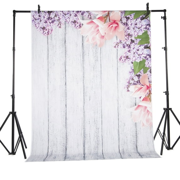 SAYFUT 7x5ft Christmas Backdrop Indoor Champagne Flowers Backdrops Wood Floor and Blue Romantic Wall Photography Background for Wedding Party Decoration Studio Props