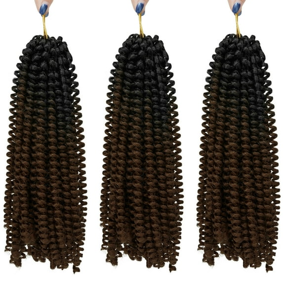 SAYFUT 8 Inch Spring Twist Crochet Braiding Hair Extensions Ombre Color Hair 3 Packs Synthetic Short Bomb Pigtail Spring Twist Mini Passion Twist Fluffy Twist Crochet Braids Hair