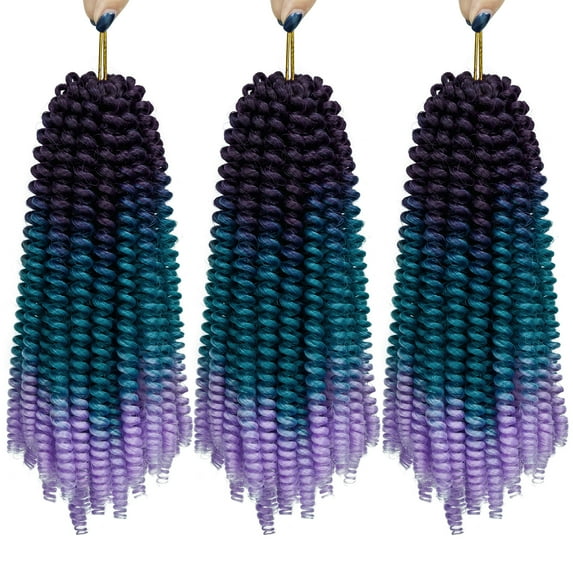 SAYFUT 8 Inch Spring Twist Crochet Braiding Hair Extensions Ombre Color Hair 3 Packs Synthetic Short Bomb Pigtail Spring Twist Mini Passion Twist Fluffy Twist Crochet Braids Hair