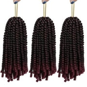 SAYFUT 8 Inch Spring Twist Crochet Braiding Hair Extensions Ombre Color Hair 3 Packs Synthetic Short Bomb Pigtail Spring Twist Mini Passion Twist Fluffy Twist Crochet Braids Hair